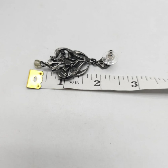 Joan Rivers Vintage-Inspired Filigree Post Earrings Rhinestones Dangling Beads - Picture 4 of 4